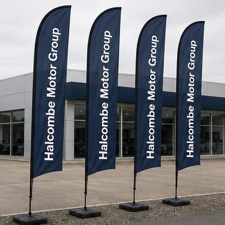 Customized feather flags for car dealerships and forecourts