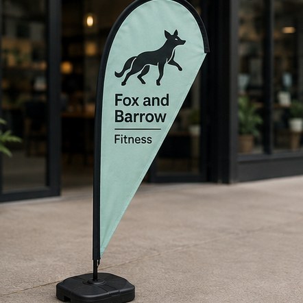 Customized feather flags for gyms, salons and retail parks